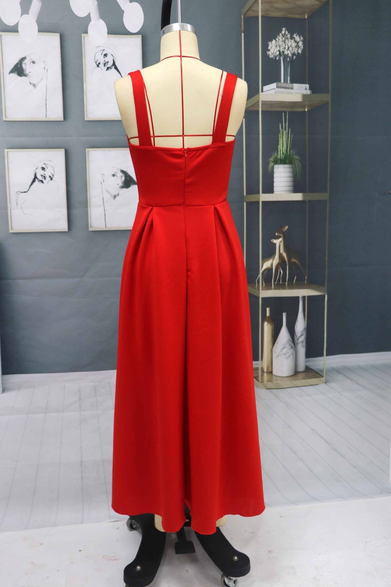 Charming Sleveless Red Homecoming Dress Sweetheart Evening Party Dress