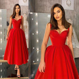 Charming Sleveless Red Homecoming Dress Sweetheart Evening Party Dress