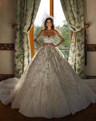 Charming Sweetheart Long Sleeves Lace Bridal Dress