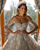 Charming Sweetheart Long Sleeves Lace Bridal Dress