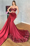 Charming Sweetheart Sleveless Mermaid Prom Dress with Floral Appliques