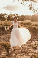 Chic A-Line Chiffon Lace Beach Wedding Dress Online