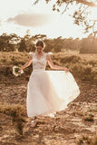 Chic A-Line Chiffon Lace Wedding Dress Online