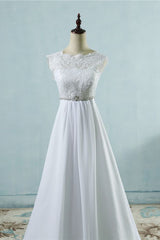 Chic A-line Lace Chiffon Floor Length Wedding Dress