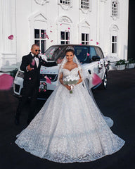 Chic Appliques Off-the-shoulder Wedding Dresses | Sweep Train Sleeveless Bridal Dresses