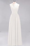 Chic Chiffon Lace Elegant Bridesmaid Dresses | Sleeveless V-Neck Long Maid of the Honor Dresses