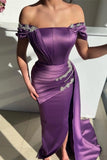 Chic Grape Strapless Off the Shoulder Long Mermaid Evening Prom Dresses