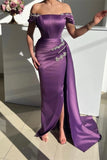 Chic Grape Strapless Off the Shoulder Long Mermaid Evening Prom Dresses