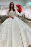 Chic Half Sleeves Ball Gown Wedding Dress With Lace Appliques
