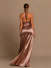 Chic High Neck Sleeveless Evening Prom Dresses Mermaid Slit Long Online