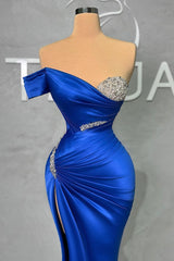 Chic Long Sweetheart Split Mermaid Evening Prom Dresses With Beading