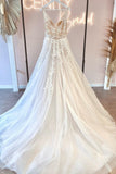 Chic Long V-Neck Sleeveless Lace Bridal Dress