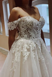 Chic Off the Shoulder Strapless A-Line Lace Tulle Bridal Gowns