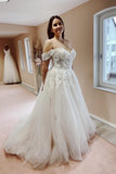 Chic Off the Shoulder Strapless A-Line Lace Tulle Bridal Gowns