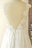 Chic Sleeveless Jewel Appliques Wedding Dress | A-line Chiffon Ruffles Bridal Gowns