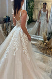 Chic Sleeveless Straps Lace Bridal Dress with Split