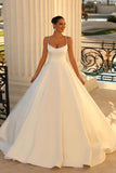 Chic Spaghetti-Straps Sleeveless Ball Gown Bridal Dress