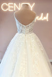 Chic Spaghetti-Straps Sleeveless Long Lace Bridal Dress