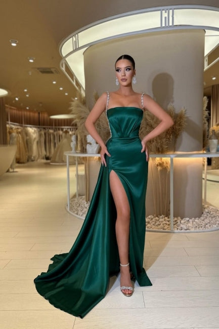 Chic Spaghetti-Straps Sleeveless Long prom Dresses Sequins
