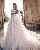 Chic Straps Off the Shoulder Floor Length A-Line Bridal Gowns