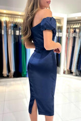 Chic Sweetheart Cap Sleeves Column Prom Dress Ruffles