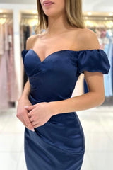 Chic Sweetheart Cap Sleeves Column Prom Dress Ruffles