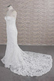 Chic Sweetheart Mermaid Lace Wedding Dress | White Sleeveless Bridal Gowns With Appliques