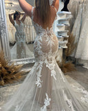 Chic V-Neck Sleeveless Mermaid Lace Bridal Dress