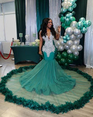 Chic V-neck Sleeveless Mermaid Evening Prom Dresses