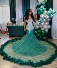 Chic V-neck Sleeveless Mermaid Evening Prom Dresses