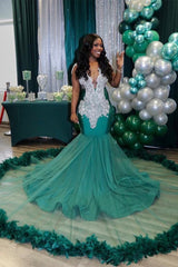 Chic V-neck Sleeveless Mermaid Evening Prom Dresses