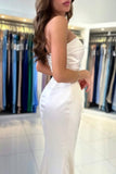 Chic sweetheart sleeveless column satin Prom Dresses split front