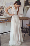 Chiffon Crystal Glamorous Lace Cap-Sleeve Lace Long Wedding Dress