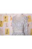 Chiffon Long Sleeve A-Line Prom Dress Open Back Lace Applique Party Dresses
