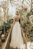 Chiffon wedding Dress Long Sleeves Floral lace A-line Bridal Dress