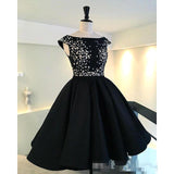 Classic Black Evening Dresses Silver Sequins Hi-lo Prom Gowns BA3510