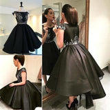Classic Black Evening Dresses Silver Sequins Hi-lo Prom Gowns BA3510