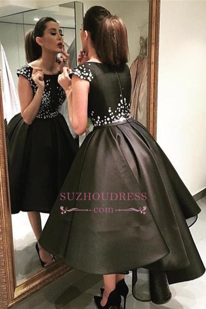 Classic Black Evening Dresses Silver Sequins Hi-lo Prom Gowns BA3510
