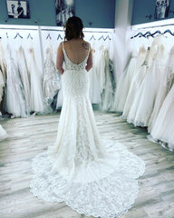 Classic Lace Mermaid Wedding Dress Long Bridal Gowns On Sale