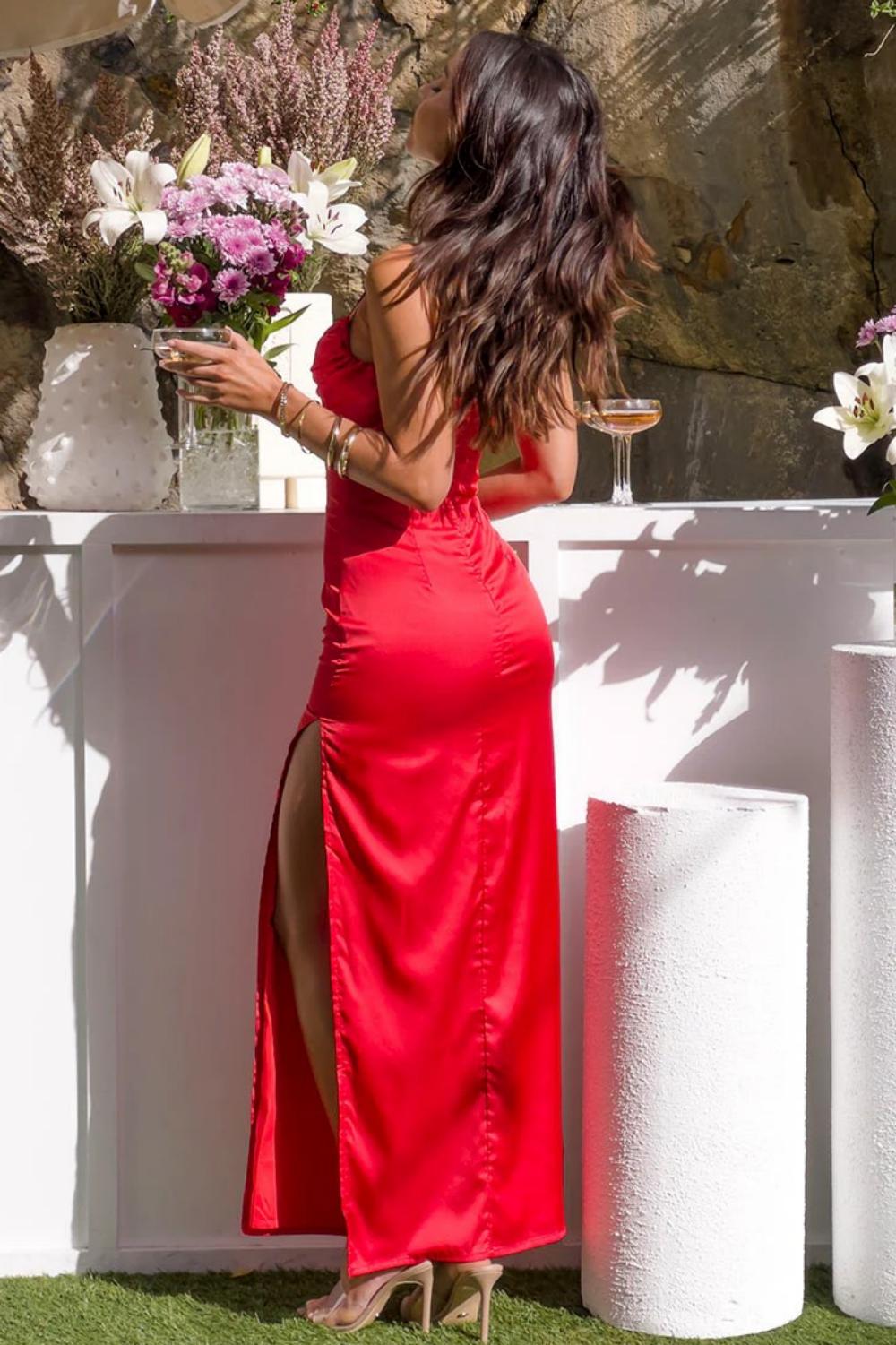 Suzhoufashion Classic Sheath Spaghetti Straps Candy Pink Long Prom Dress With Ruched Formal Evening Gown