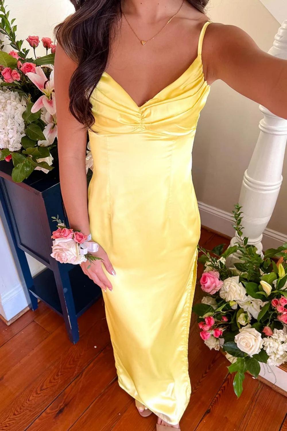 Suzhoufashion Classic Sheath Spaghetti Straps Candy Pink Long Prom Dress With Ruched Formal Evening Gown
