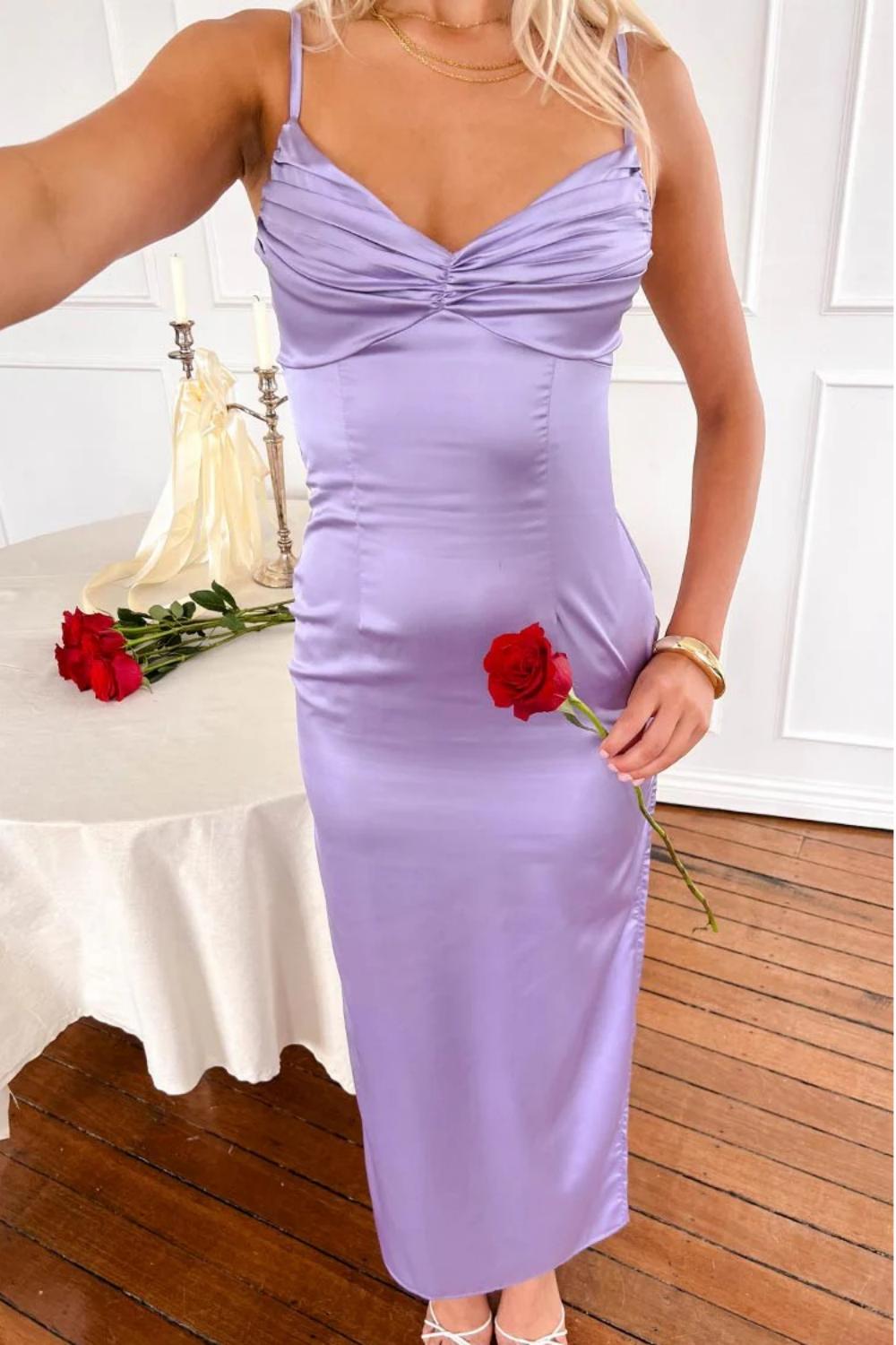 Suzhoufashion Classic Sheath Spaghetti Straps Candy Pink Long Prom Dress With Ruched Formal Evening Gown