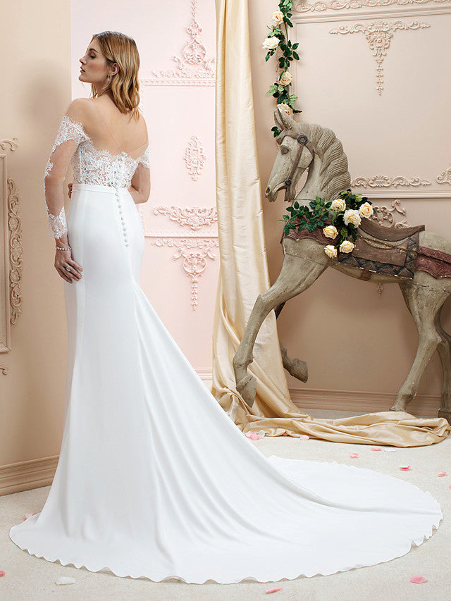 Country A line Chiffon Wedding Dress Long Sleeves Lace Appliques Bridal Gowns Online | Suzhoufashion suzhoufashion Country A line Chiffon Wedding Dress Long Sleeves Lace Appliques Bridal Gowns Online | Suzhoufashion suzhoufashion