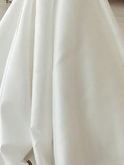 Country Plus Size A-Line Wedding Dress Strapless Satin Sleeveless Bridal Gowns with Sweep Train