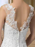 Country Plus Size Mermaid Wedding Dress Scoop Lace Regular Straps Bridal Gowns with Court Train