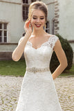 Crystal Beading Lace Bridal Gowns Court Train V Neck Royal Wedding Dress