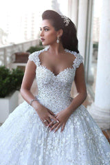 Crystal Lace Ball Gown Wedding Dresses Court Train Beading Bridal Gowns MH068