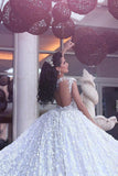 Crystal Lace Ball Gown Wedding Dresses Court Train Beading Bridal Gowns MH068
