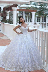 Crystal Lace Ball Gown Wedding Dresses Court Train Beading Bridal Gowns MH068