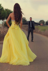 Crystal Sweetheart Yellow Sexy Mermaid Evening Dress Popular Chiffon Bowknot Trumpet Dresses for Women